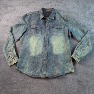 Denim & Rivets Shirt Jacket XL Distressed Button Up